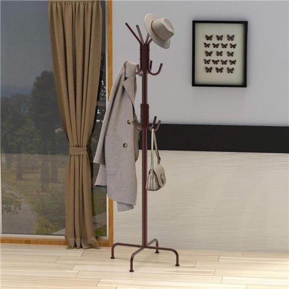 Standing Coat and Hat Hanger Organizer Rack, Bronze - Picture 4 of 6